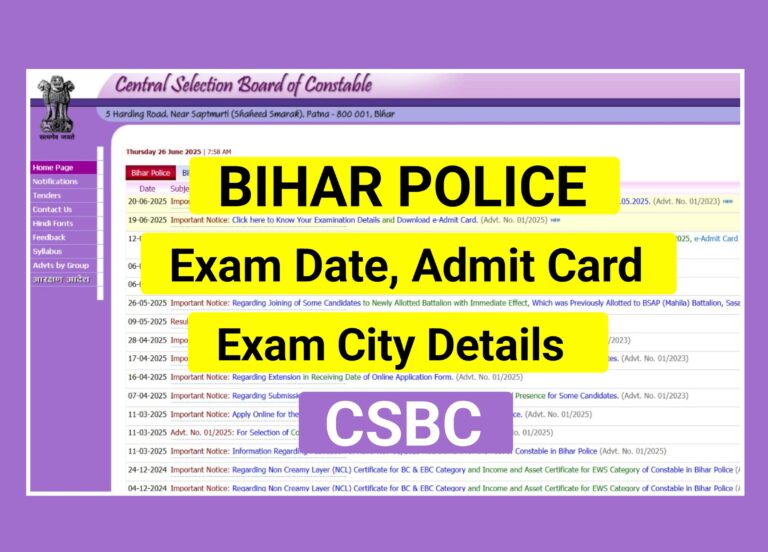 Bihar Police Constable Exam Schedule 2025 For 19,838 Posts, Admit Card Link Active