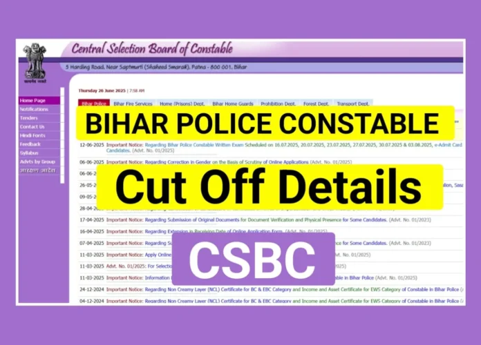 Bihar Police Cut Off 2025 For 19838 Post, Category Wise Cut Off (Male & Female), Passing Marks, Result Update