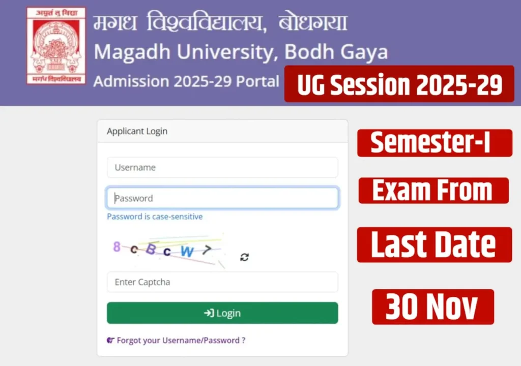 Magadh University 2025-29 Exam Form Last Date
