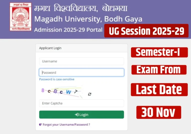 Magadh University 2025-29 Exam Form Last Date