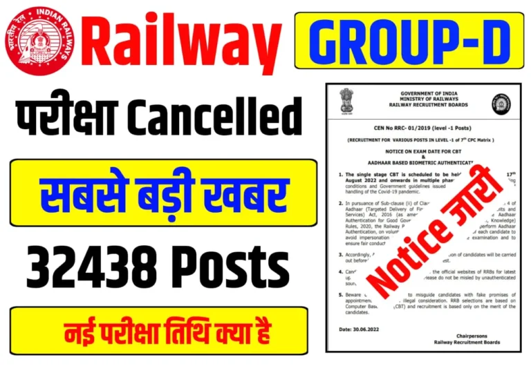 RRB Group D Exam हुआ रद्द, 1 करोड़ अभ्यर्थियों के लिए बुरी खबर