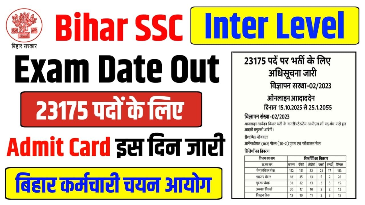 BSSC Inter Level Exam Date 2026